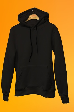 Толстовка с капюшоном из 100% хлопка 1-го качества с 3 нитками, толстая черная, зимняя