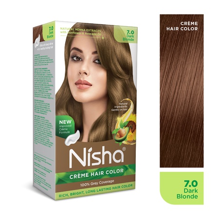 Nisha Creme Hair Color | Permanent Long Lasting Blonde Hair Dye Color Kit | Dark Blonde | 5.07 Oz