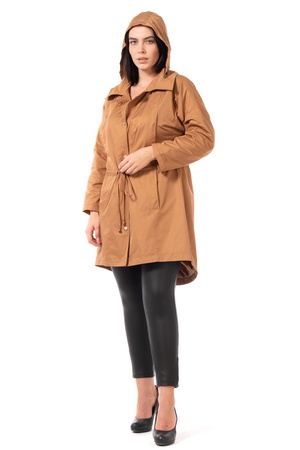 Büyük Beden Beli Büzgülü Parka