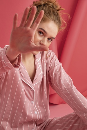 %100 Pamuk Penye Kumaş Pijama Takımı