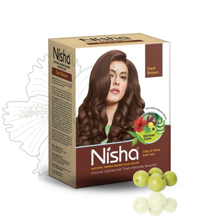 Nisha Hair Colour for Women - Dark Brown, 60g (Pack of 1) | 100% Pure Henna-Based Powder Ammonia-Free