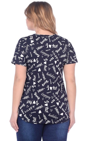 Футболка тёмно-синяя с надписями М-0116 ТС