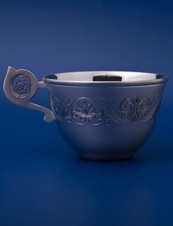 Серебряная чашка с блюдцем "Солнышко"