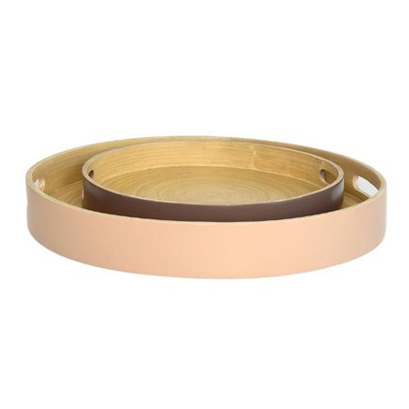 Yeni Tasarım Bambu Servis Tepsisi Vintage Boho Tarzı Bambu Yuvarlak Tepsi