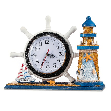 Настольный сувенир - часы с натуральным балтийским янтарем "Маяк"
