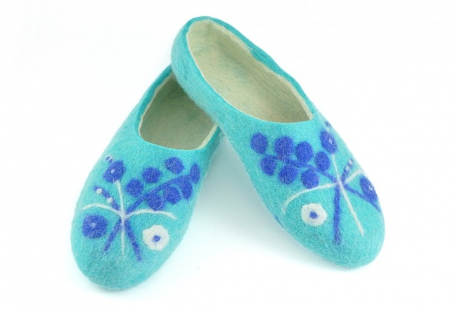 Войлочные тапочки «Гжель»