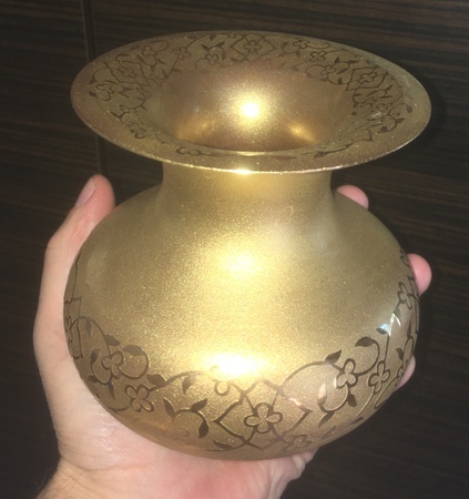 Vase 24K real gold painted glass handmade vase, made in Turkey