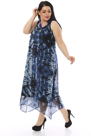 Astarlı Batik Desen Şifon Elbise