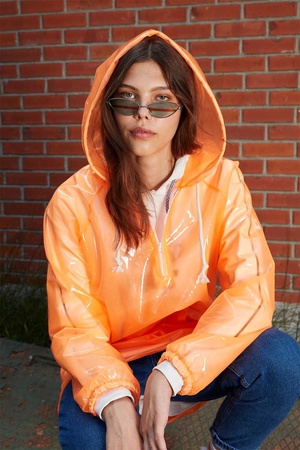Orange Transparent Raincoat