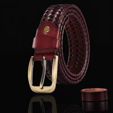 Кожаный плетеный ремень для мужчин