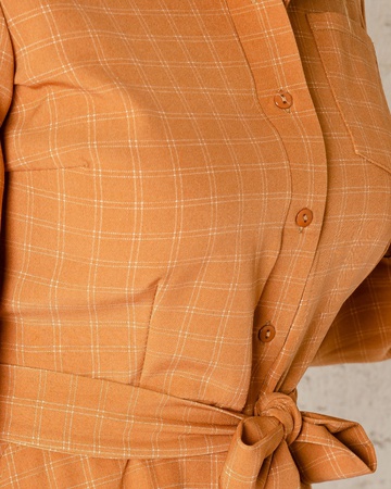 Dress with a pocket in a strip and a check model 2032