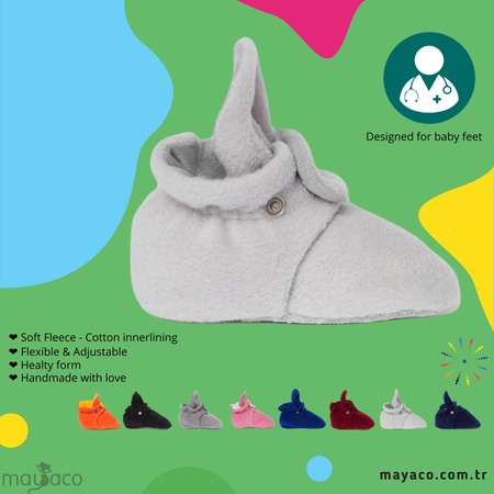 Mayaco Graya Baby Booties With Gripper Soles, Soft Sole Stay-on Baby Shoes