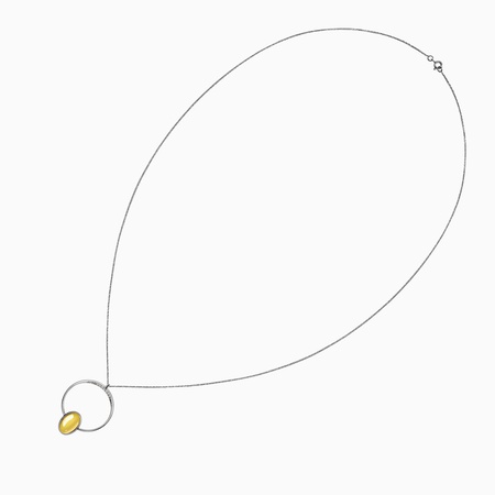 Amber ile yuvarlak gümüş kolye