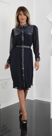 Платье с кожаной вставкой