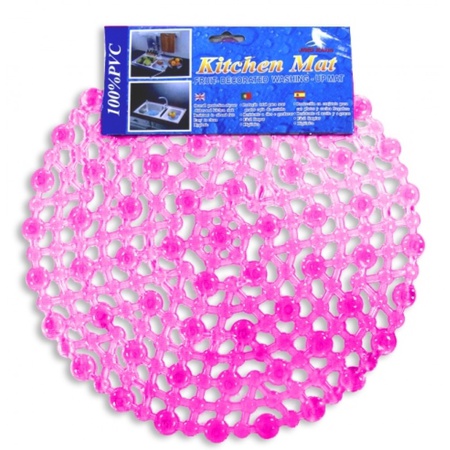 Коврик для раковины ПВХ "Снежинка" розовый