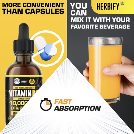 Витамин D3 10000 МЕ — сделано в США, капли с жидким витамином D — добавка для укрепления костей и иммунитета — замена солнечному свету — добавка с витамином D3 для костей и зубов — 2 унции