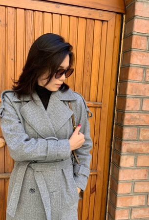 Тренч из пальтовой ткани с широкими лацканами