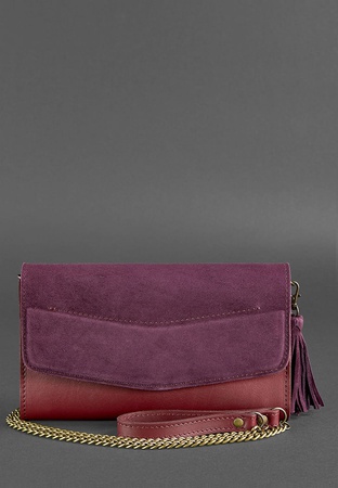 Women&#39;s leather bag Alice burgundy Velor Krast