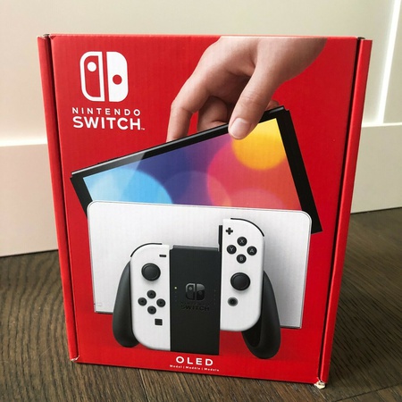 Nintendo Switch OLED 64 ГБ Внутренняя память 7-дюймовый экран с белым и неоново-синим / красным Joy-Con - оригинал