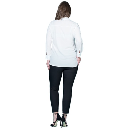 Büyük Beden Kravat Yaka Krep Gömlek