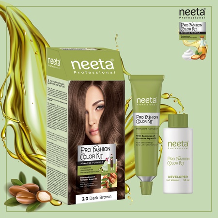 Neeta Fashion Color Kit Permanent Hair Color Dark Brown 3.0