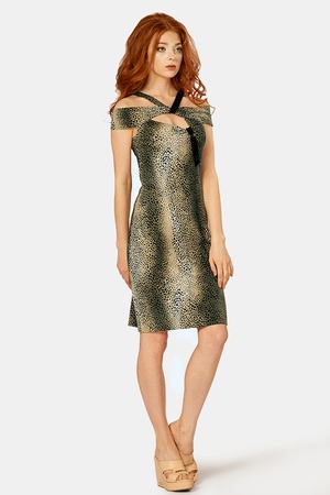 110-3562 Elbise Leopar Yeşili