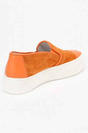 SP040 turuncu süet slip-on spor ayakkabı