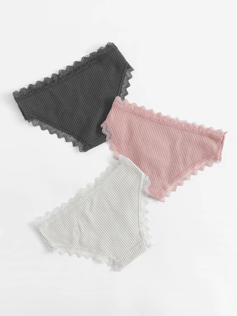 Трусики Комплект С Кружевной Отделкой