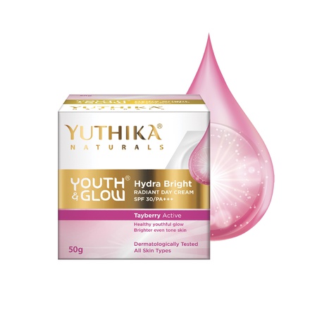 Yuthika Youth & Glow Day Cream SPF30/PA+++ for Women, Oil-Free, Reduces Dark Spots & Wrinkles (50g)