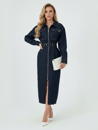 Платье женское джинсовое с длинным рукавом