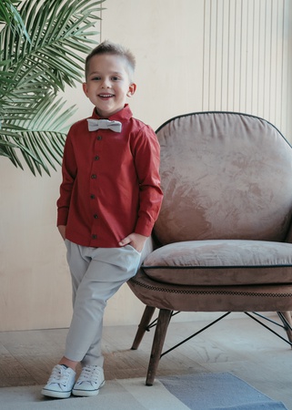 Рубашка для мальчика, цвет терракот