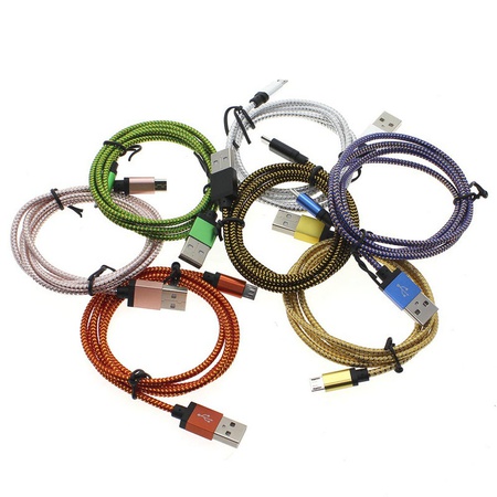 Кабель USB-microUSB плетеный, с алюминиевым штекером