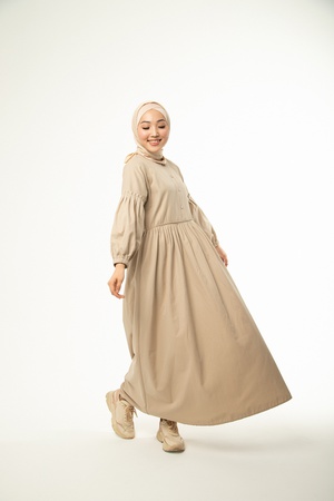 Balon kollu ve pilili elbise (10)