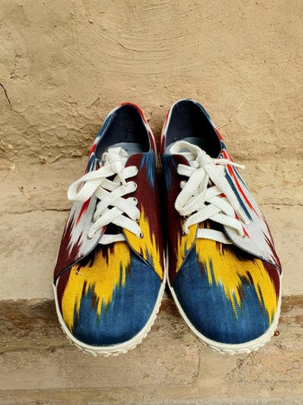Sneakers for men, handmade fabric IKAT