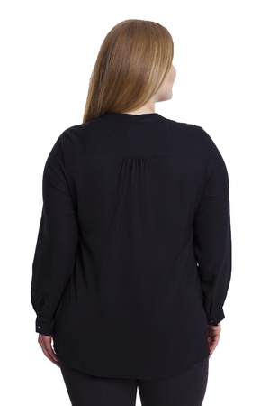 Двубортная блузка большого размера - черная (3)