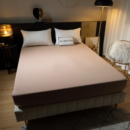 Простынь на резинке Однотонный Сатин Элитный 100% египетский хлопок RROCE005