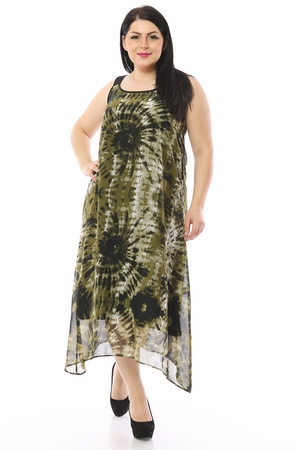 Astarlı Batik Desen Şifon Elbise