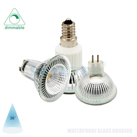 Cam LED GU10/JDR Spot Lamba Bardağı COB 5W Kısılabilir