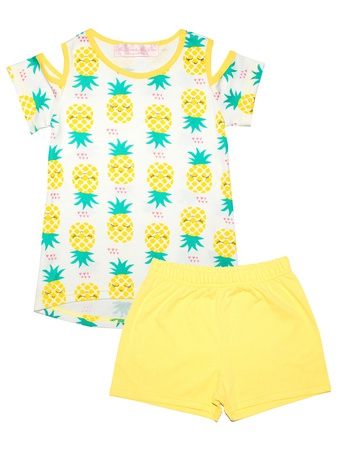 Яркий комплект для девочки из трикотажа."Ананас"