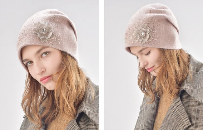 Yapay elmaslı kadın kış şapkası