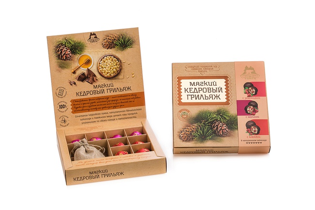 Мягкий кедровый грильяж с ягодами в коробке 120гр (на выбор)/ Ассорти/  *Бонус: травяной чай в подарок!