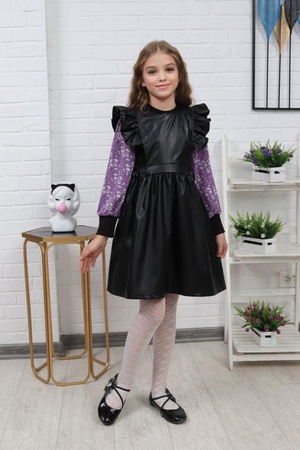 Двойка сарафан и кофта, ткань эко-кожа лапша хб прадо, размер 36,38,40,42