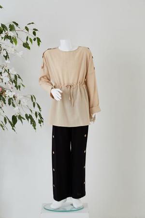 Flamlı Kız Çocuk Bluz / Düğmeli Pantolon