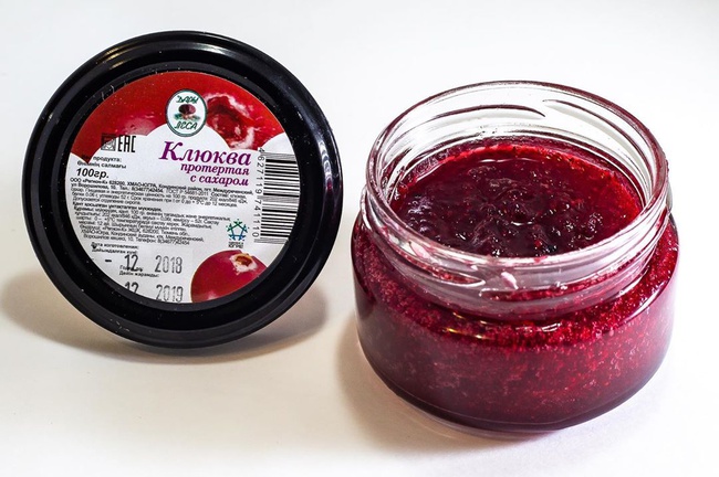 Клюква протертая с сахаром из Сибири (ХМАО-ЮГРА) 250 гр