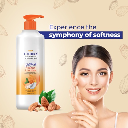 Yuthika Almond Soft Touch Body Lotion for Women & Men, Hydrating, Non-Greasy, (1000ml)