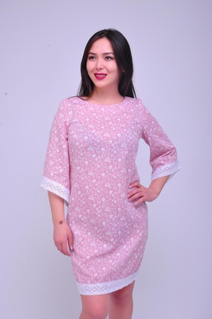 Dantelli desenli koton elbise