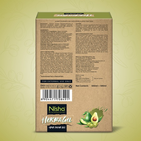 Nisha HerbaGel Hair & Beard Color Gel | Original Black | All Grey Coverage | 1000mL / 33.81 Oz