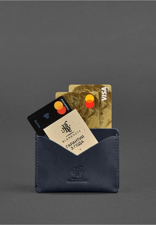 Кожаная визитница 5.0 темно-синяя