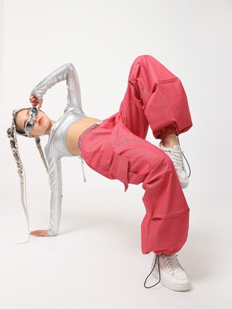 Карго брюки с металлическим напылением