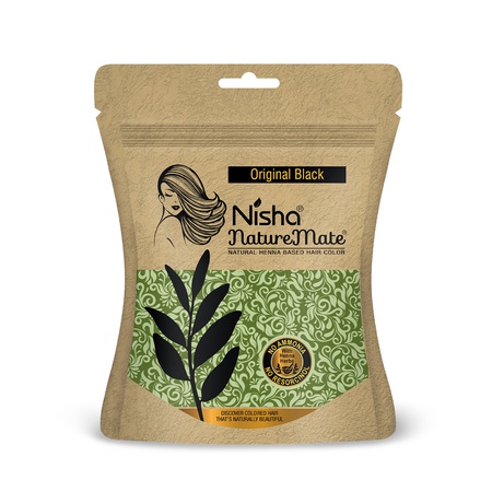 Hair Colour for Women Natural Black 100% Henna-Based Powder Long-Lasting Herbal Formula Ammonia-Free 45g Zipper Pouch